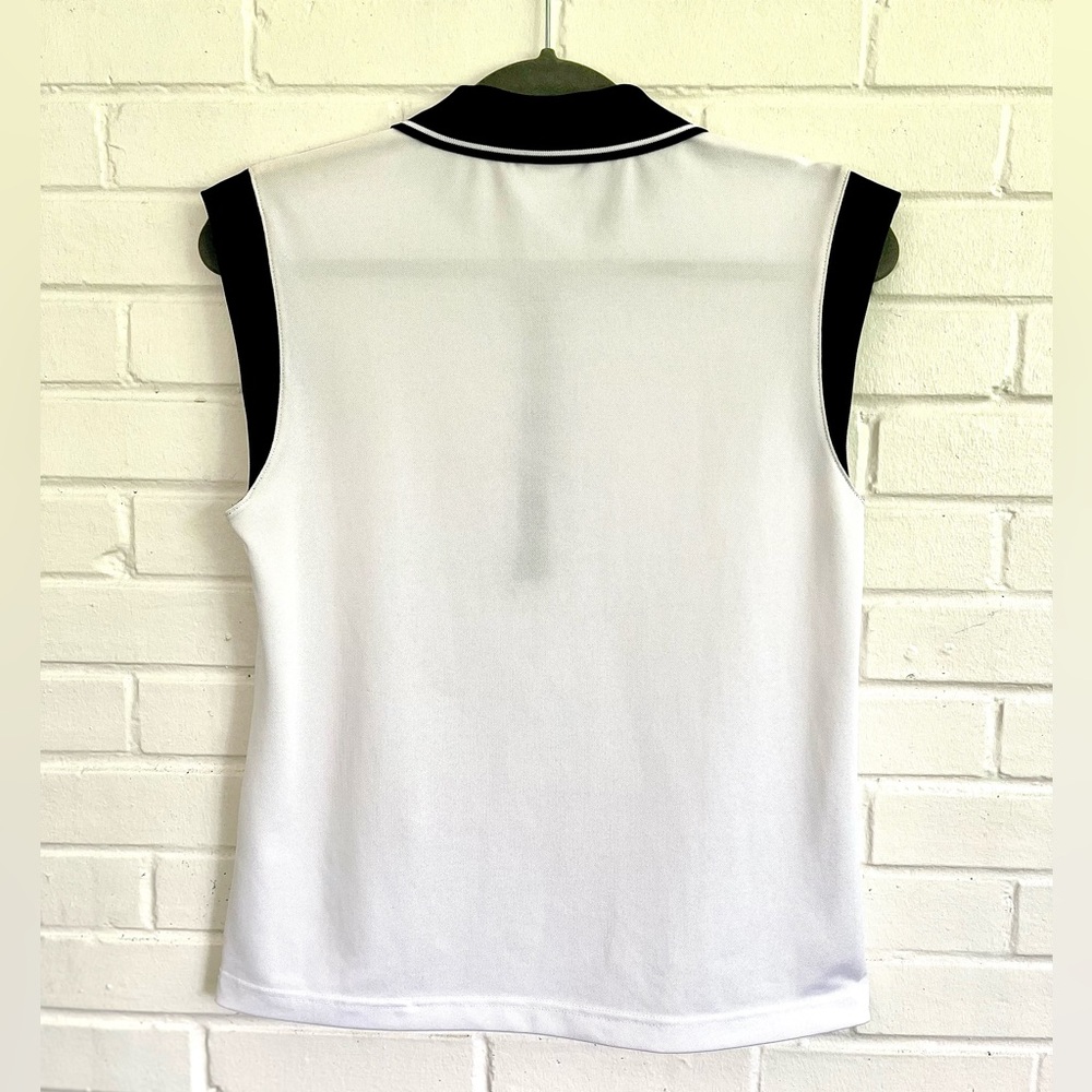 Lacoste White Sleeveless Polo Top with Black Trim - Picture 4 of 5